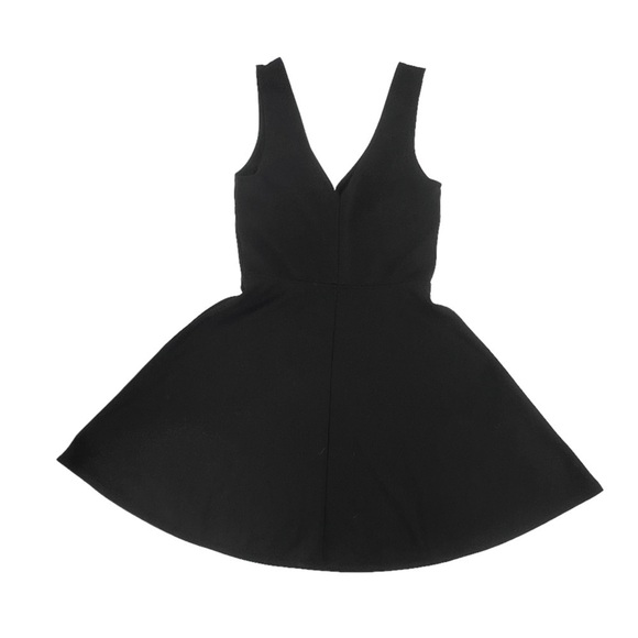 Forever 21 Black V-Neck Short Sleeve Mini Skater Dress Size Small Women’s - Picture 3 of 5